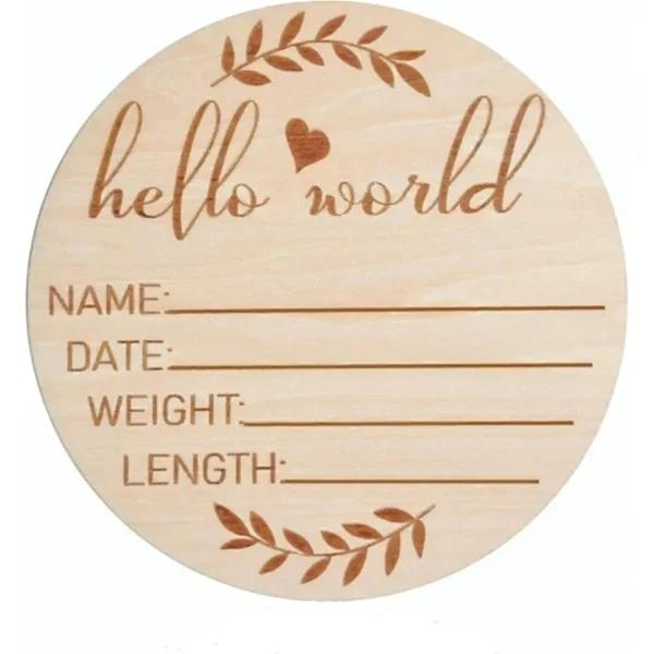 Geboorte aankondiging houten cirkel Hello World, Nieuw, Ophalen of Verzenden, Info@sweet-one.nl, Geboorte of Huwelijk