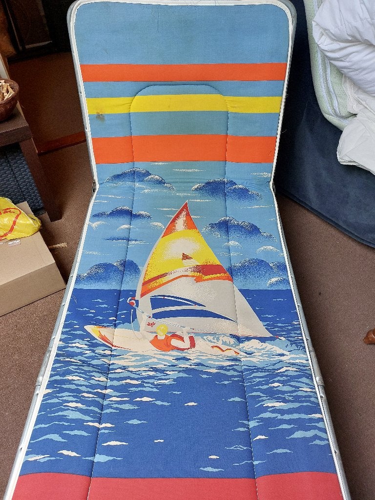 Ligbed / Stretcher / Zonnebed / Strandbed - Vintage, Ophalen, Gebruikt, Aluminium, Verstelbaar