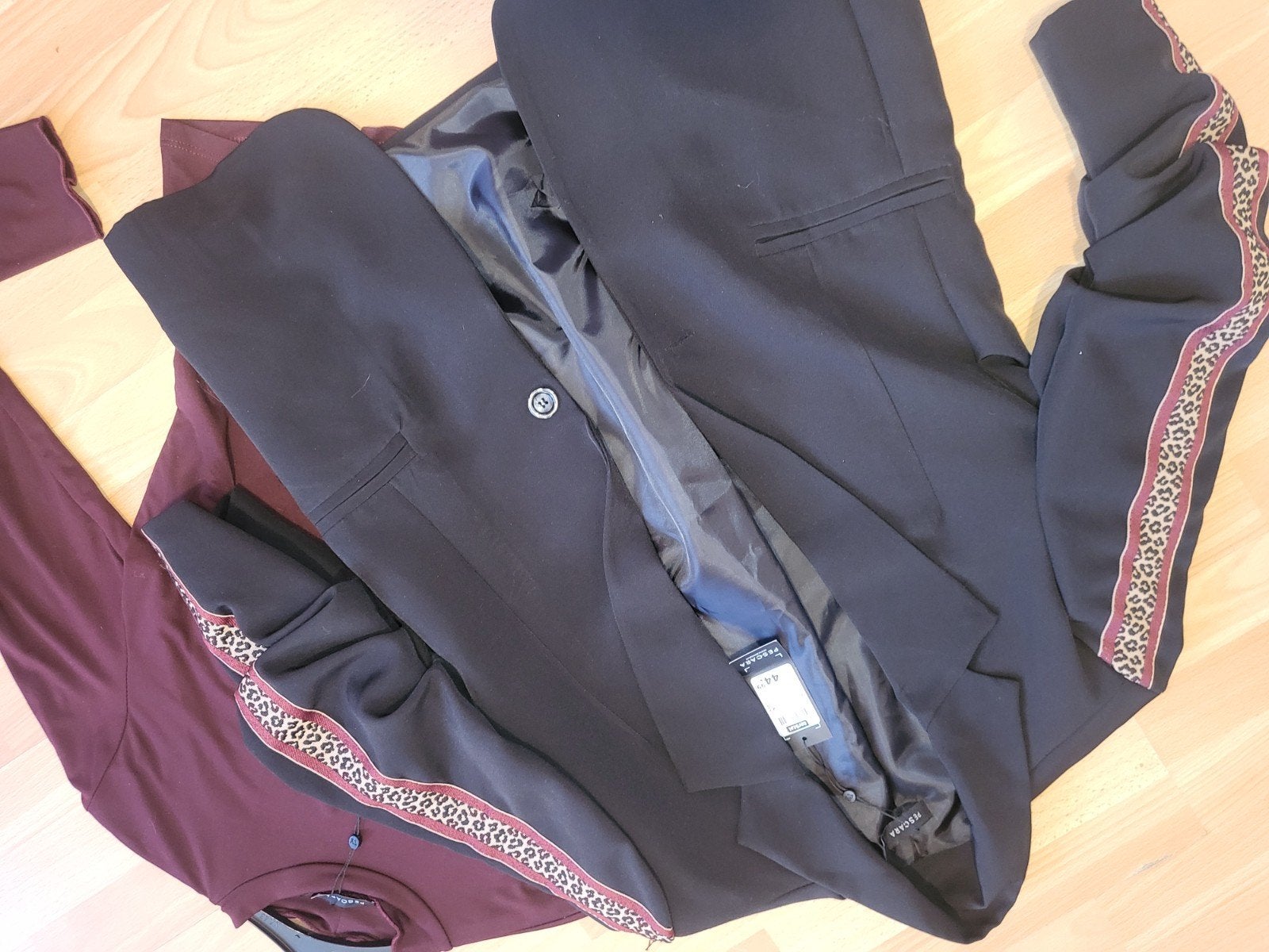 Pescara blazer en shirt set - Zwart en bordeauxrood L/XL, Zwart, Maat 42/44 (L), Pescara, Nieuw