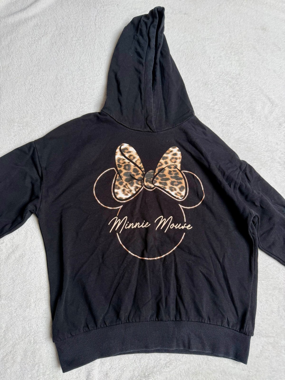 Disney Minnie Mouse Hoodie met Luipaardprint Strik, Maat 38/40 (M), Zwart, Ophalen of Verzenden, Zo goed als nieuw