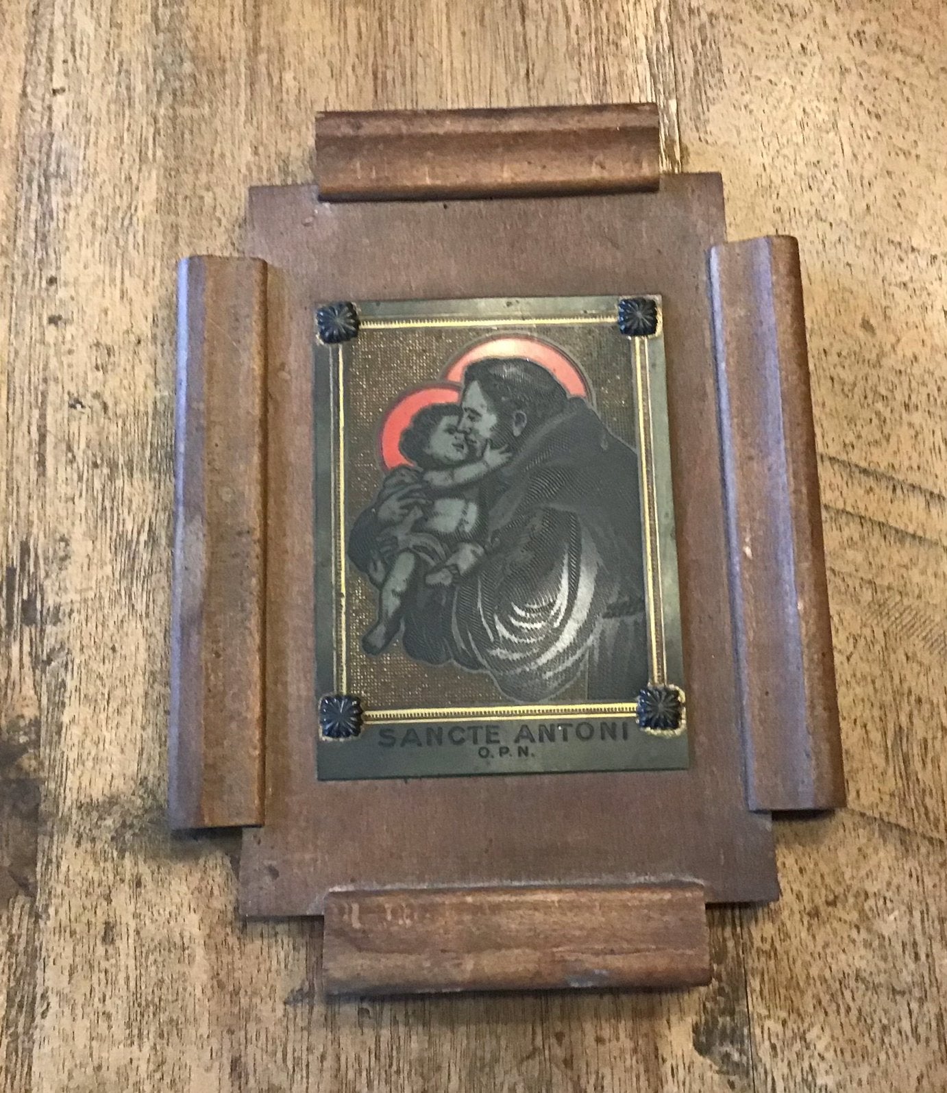 Oude wandplaat met beeltenis heilige Sint Antonius, Ophalen of Verzenden