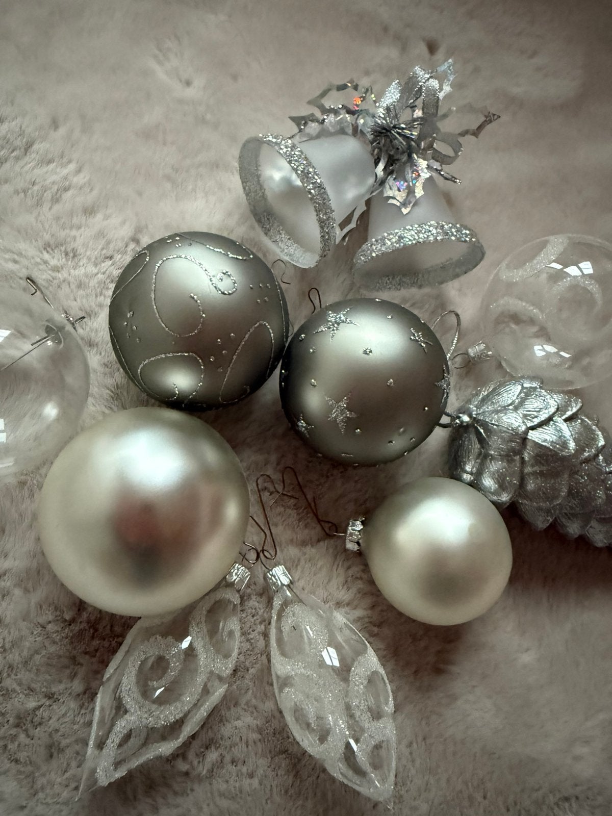 Kerstballen zilver grijs glazen kerstballen, Diversen, Ophalen, Zo goed als nieuw
