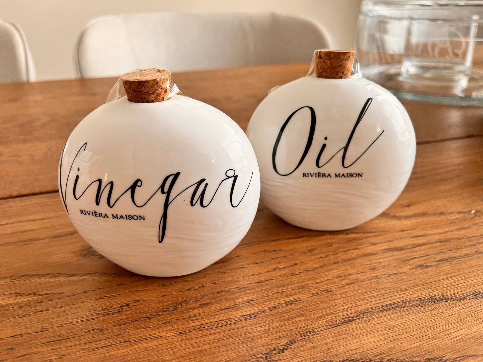 Riviera Maison Olie en Azijn Potjes - Nieuw, Overige typen, Nieuw, Ophalen of Verzenden, Steen/keramiek