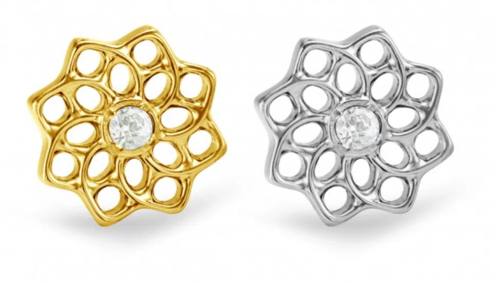Titanium threadless mandala piercingtop, Ophalen of Verzenden, Nieuw, Overige materialen, Oor- of Traguspiercing