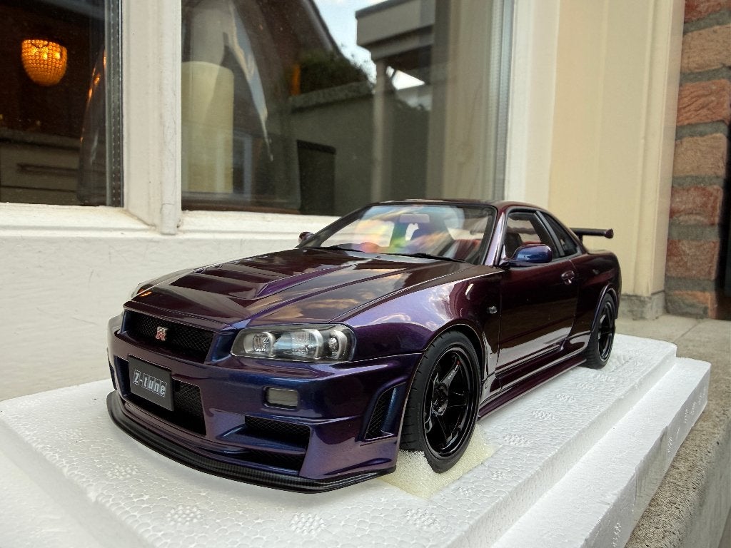1:18 Nissan Skyline R34 GT-R Nismo Z-Tune paars Autoart, Hobby en Vrije tijd, Modelauto's | 1:18, Auto, Autoart, Nieuw, Ophalen of Verzenden