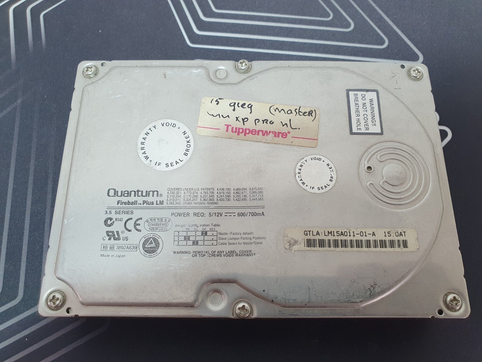 Quantum Fireball Plus LM 15GB harde schijf – 3.5" IDE (PATA), Intern, Gebruikt, ., HDD