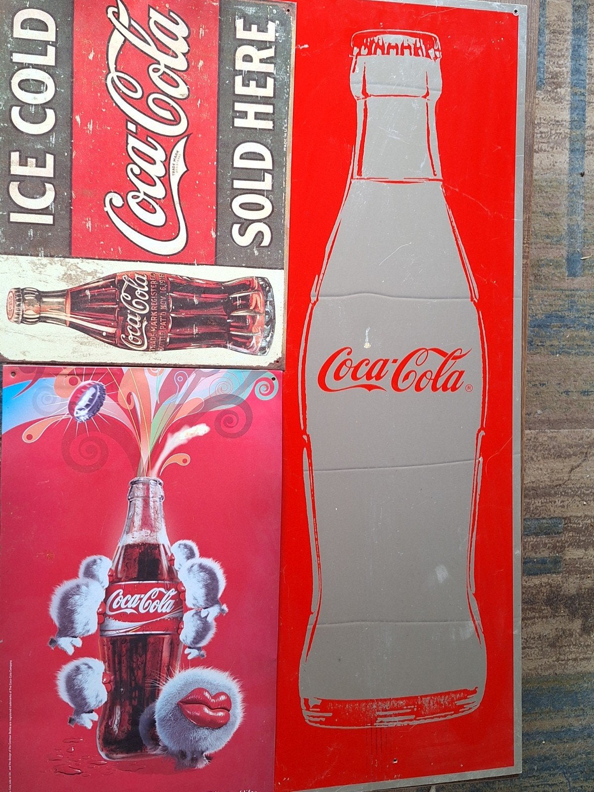 3 coca cola wandborden, Ophalen of Verzenden, Reclamebord