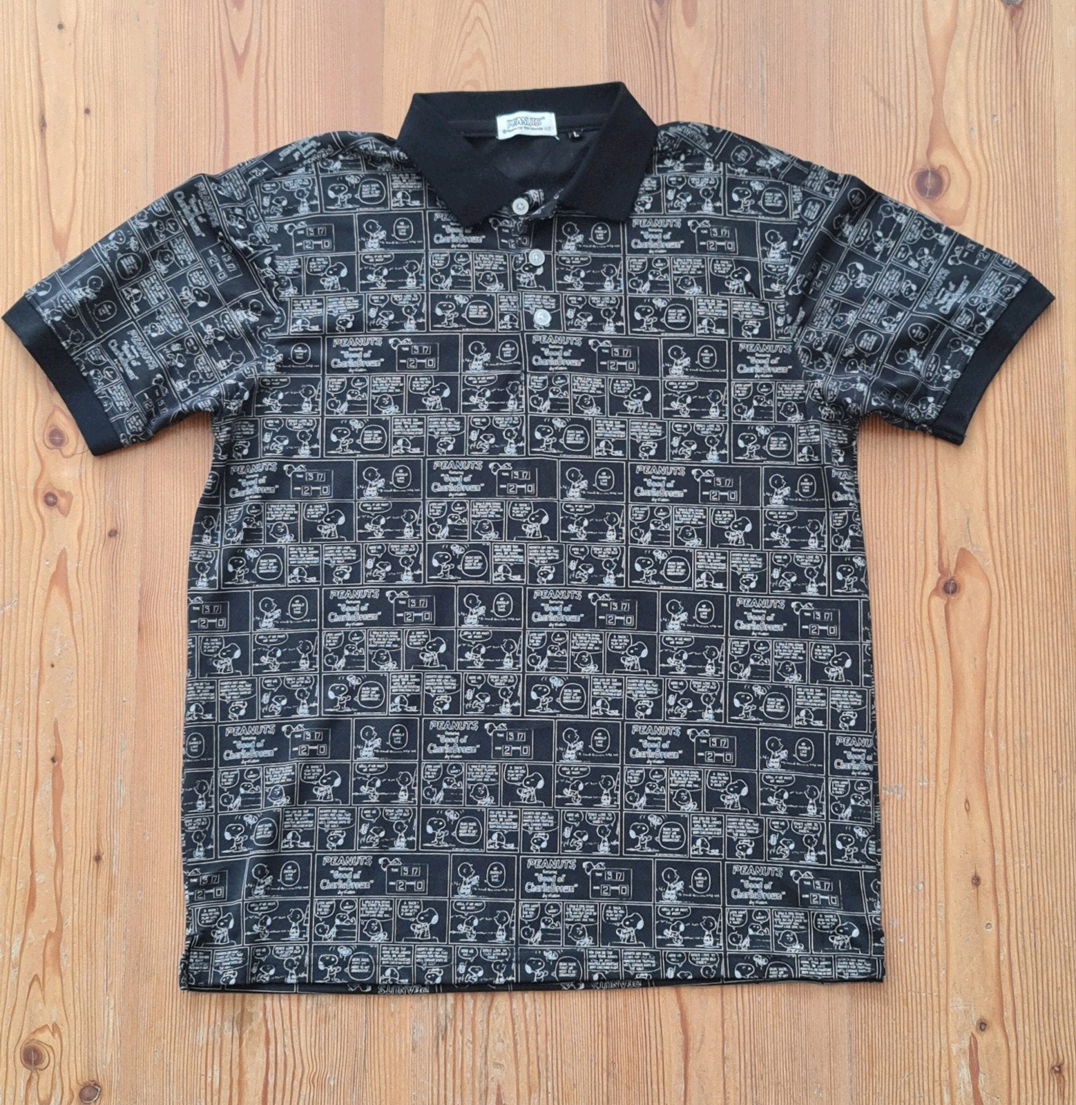 Snoopy Peanuts Poloshirt - Maat L, Ophalen of Verzenden, Gedragen, Maat 52/54 (L), Zwart