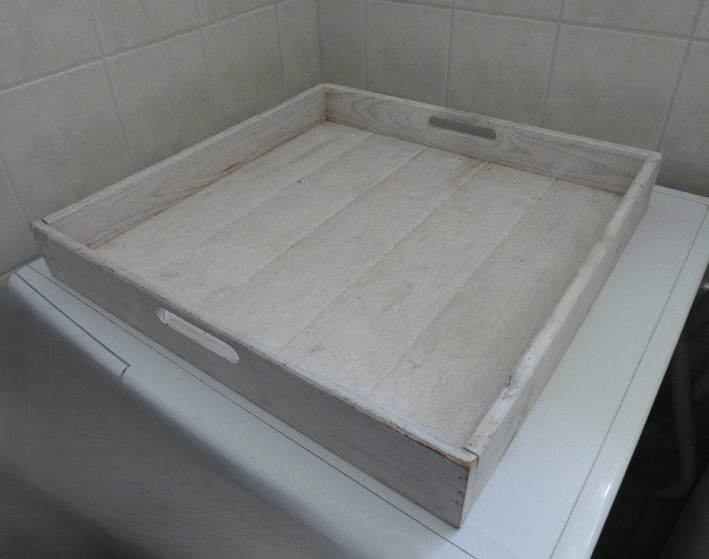 Houten dienblad, Huis en Inrichting, Woonaccessoires | Dienbladen, Ophalen, Met opstaande rand, Gebruikt, Vierkant