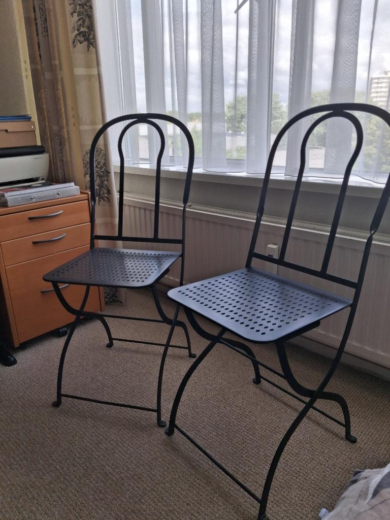 Set van 2 metalen inklapbare stoelen, merk Fermob, Ophalen, Gebruikt, Metaal, Inklapbaar