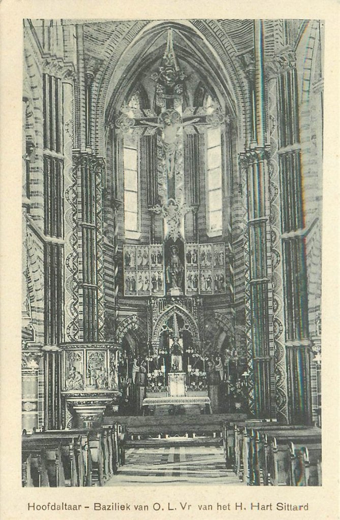 702-029-007 Sittard Basiliek Olv Van Het Hart, Verzamelen, Ansichtkaarten | Nederland, Verzenden, Voor 1920, Limburg
