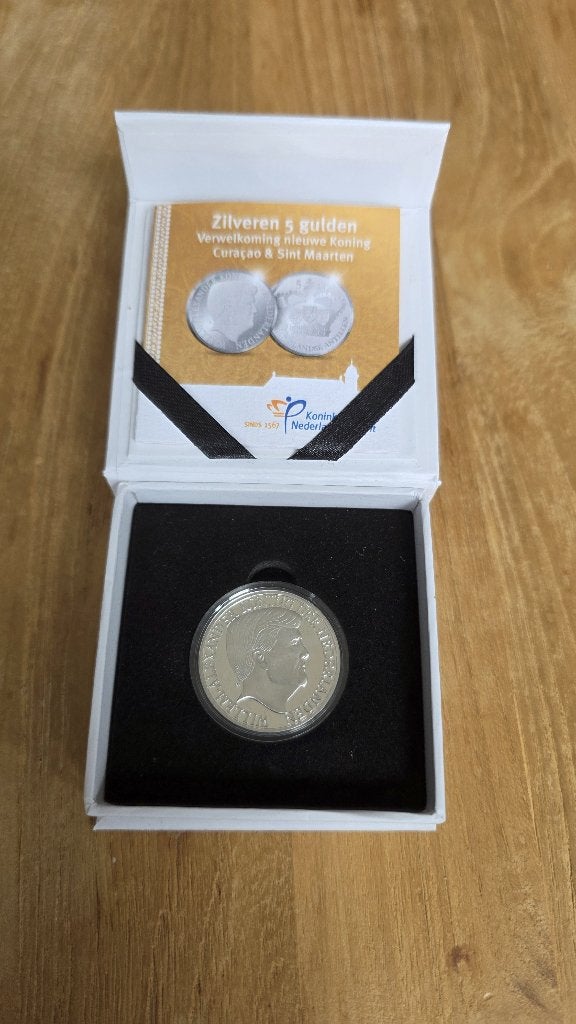Zilveren 5 gulden, Verwelkoming nieuwe Koning, 1 gulden, Koningin Beatrix, Zilver, Ophalen of Verzenden