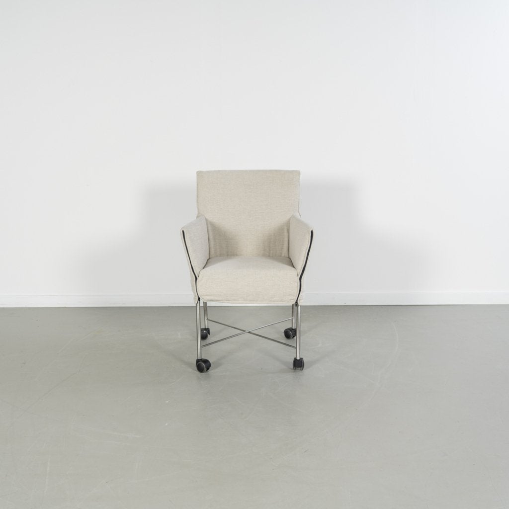 6x Montis Geraldine Eetkamerstoel Beige Stof - Chroom/Wielen, Huis en Inrichting, Niet ingevuld, Overige kleuren, Niet ingevuld