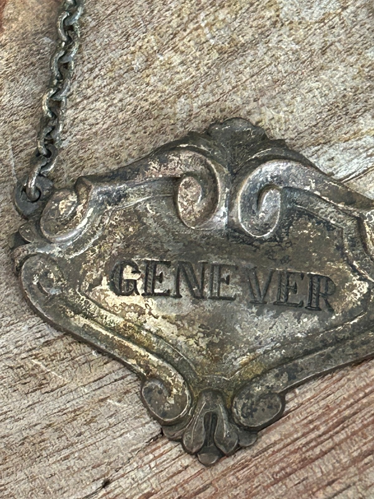 Antiek Zilveren Flessenlabel 'Jenever', Ophalen of Verzenden