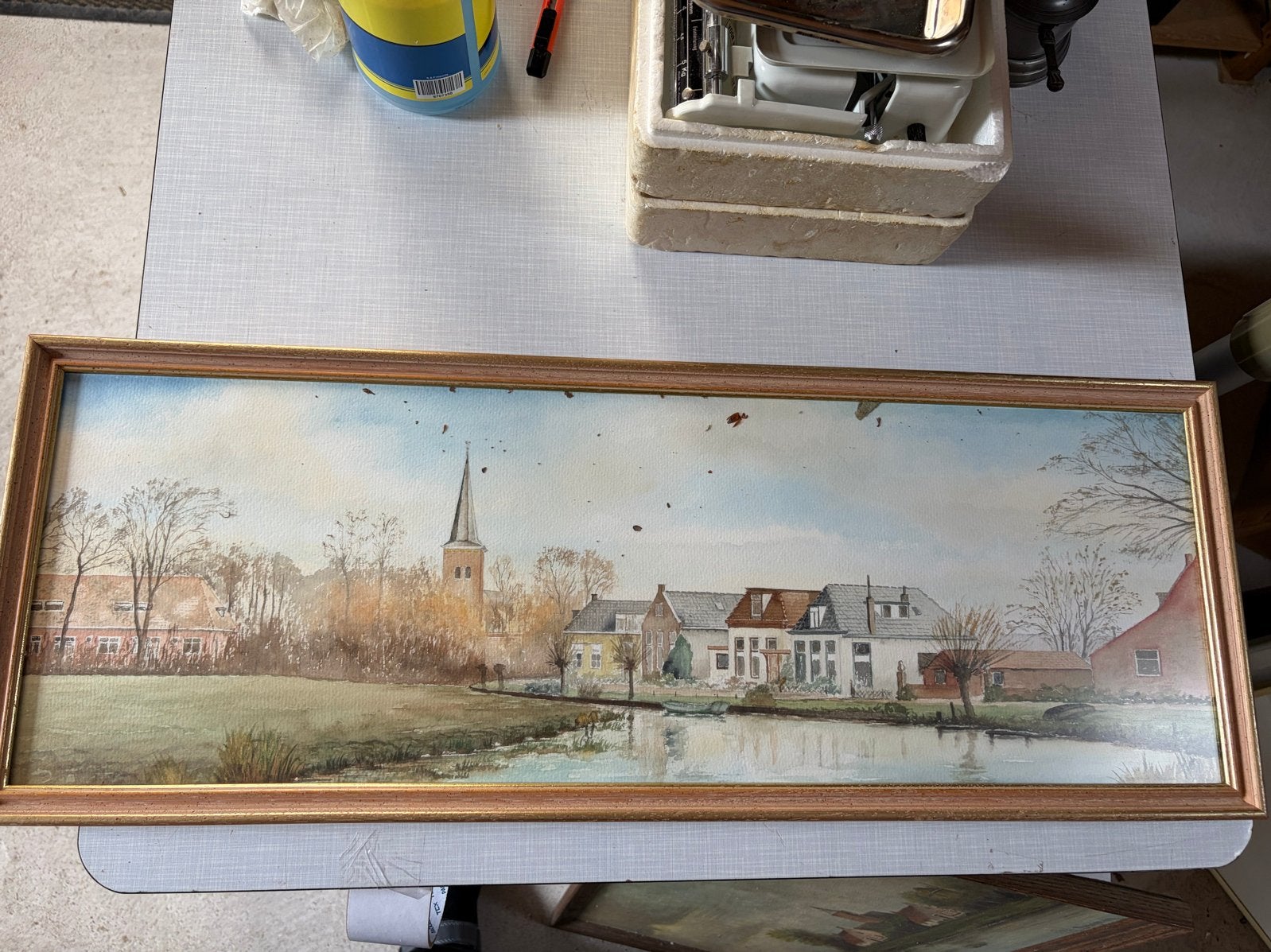 Oud Hollands Dorpsgezicht aan het Water - Aquarel, Antiek en Kunst, Kunst | Schilderijen | Klassiek, Stads- / dorpsgezicht, Oud hollands