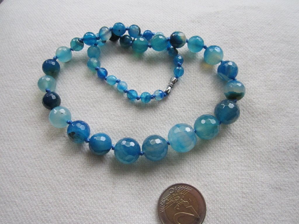39.  Mooie ketting, dye agaat,  45 cm, Sieraden, Tassen en Uiterlijk, Antieke sieraden, Ophalen, Overige materialen, Ketting