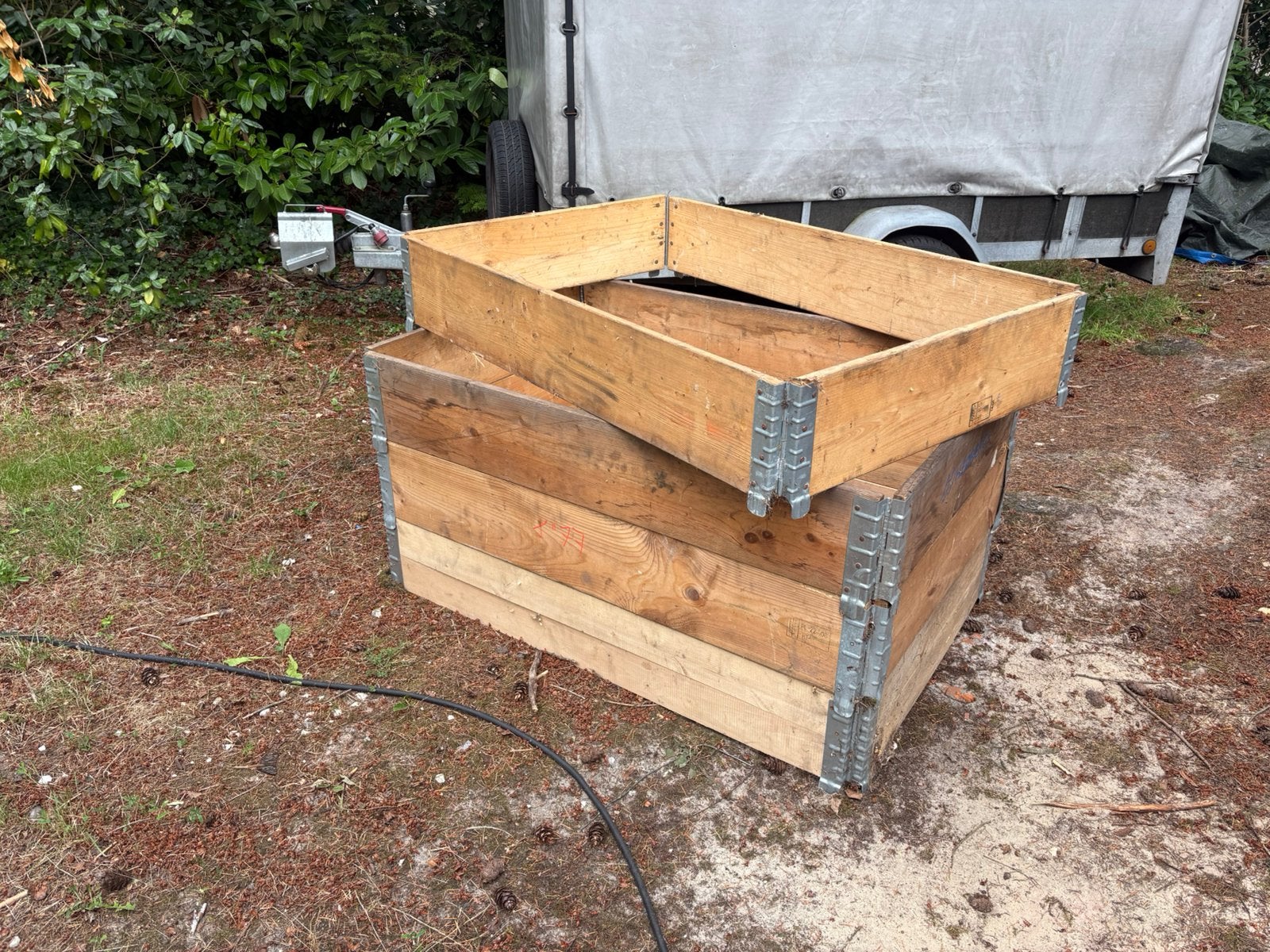 Pallet randen bloem bak, moestuin bak., Tuin en Terras, Bloembakken en Plantenbakken, Ophalen, Zo goed als nieuw