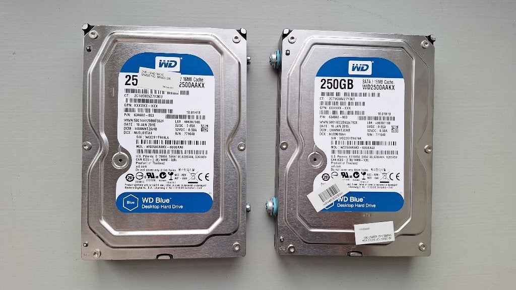 2x Western Digital 250GB HDD 3.5-inch SATA, Computers en Software, Intern, Gebruikt, Desktop, 3,5''