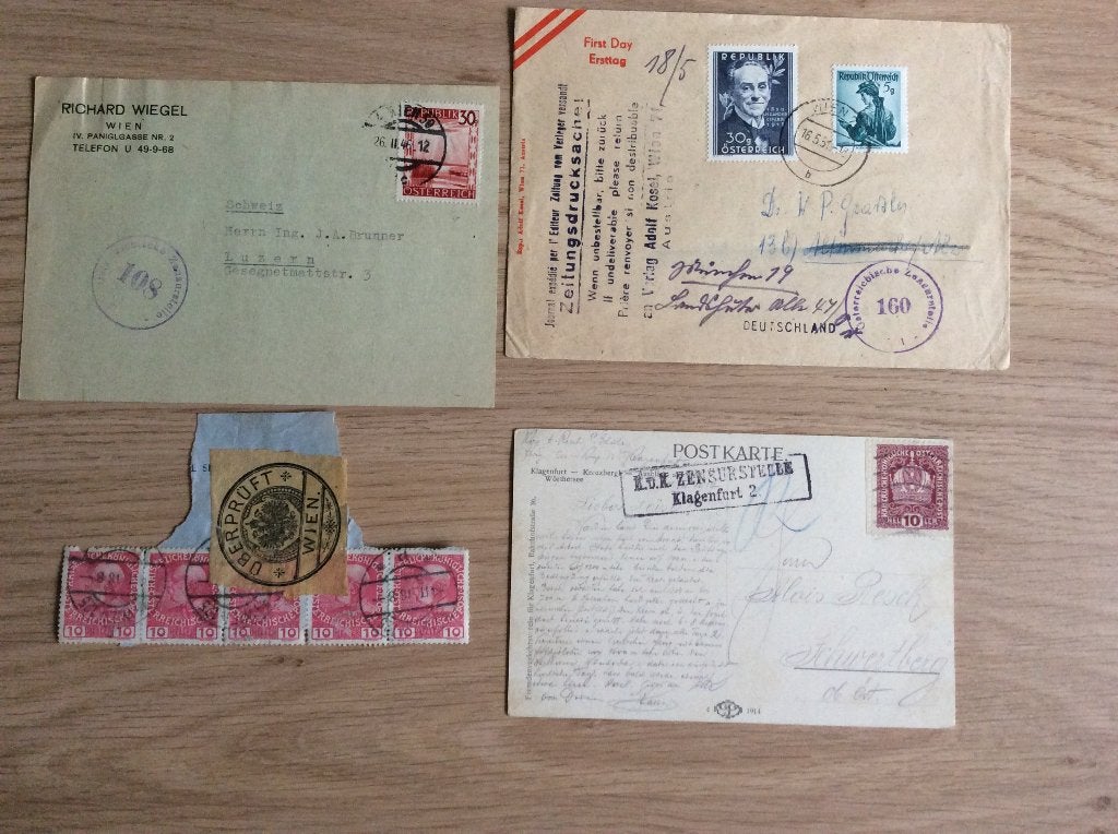 12 stuks Oostenrijk sencuurpost en posthistorie, Ophalen of Verzenden, Envelop