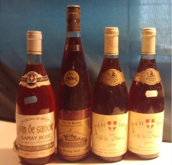 4x Vin de Savoie - Gamay Rosé - 1985 / 1988, Roséwijn, Frankrijk, Ophalen of Verzenden, Zo goed als nieuw