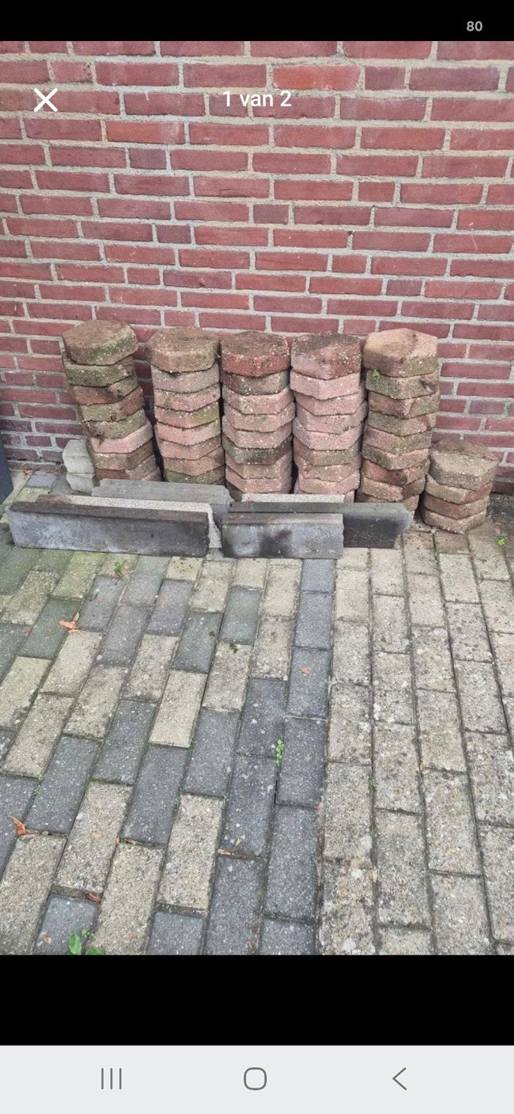 Gebruikte terrastegels, zeshoekig, rood/grijs, Ophalen, Gebruikt, Beton, Terrastegels