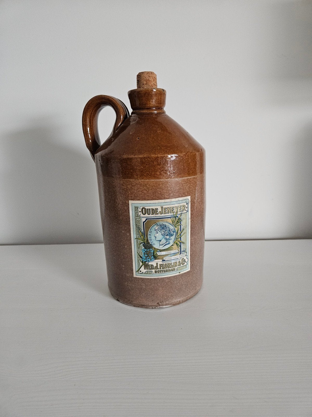 Antieke Kruik - Oude Jenever - W.J. Fokkink & Co, Antiek en Kunst, Antiek | Keramiek en Aardewerk, Ophalen of Verzenden