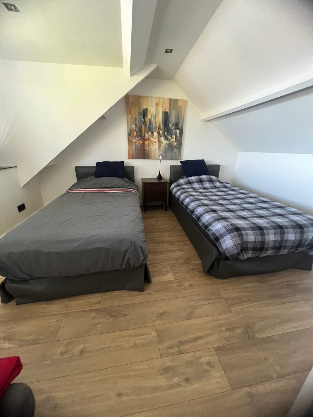 Te koop boxspring bed, Ophalen, 90 cm, Eenpersoons, Stof