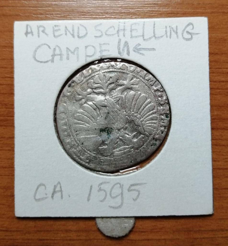 (M-20) Zilveren Arend Schelling, Matthias I, 1612-19 Kampen, Vóór koninkrijk, Zilver, Losse munt, Overige waardes
