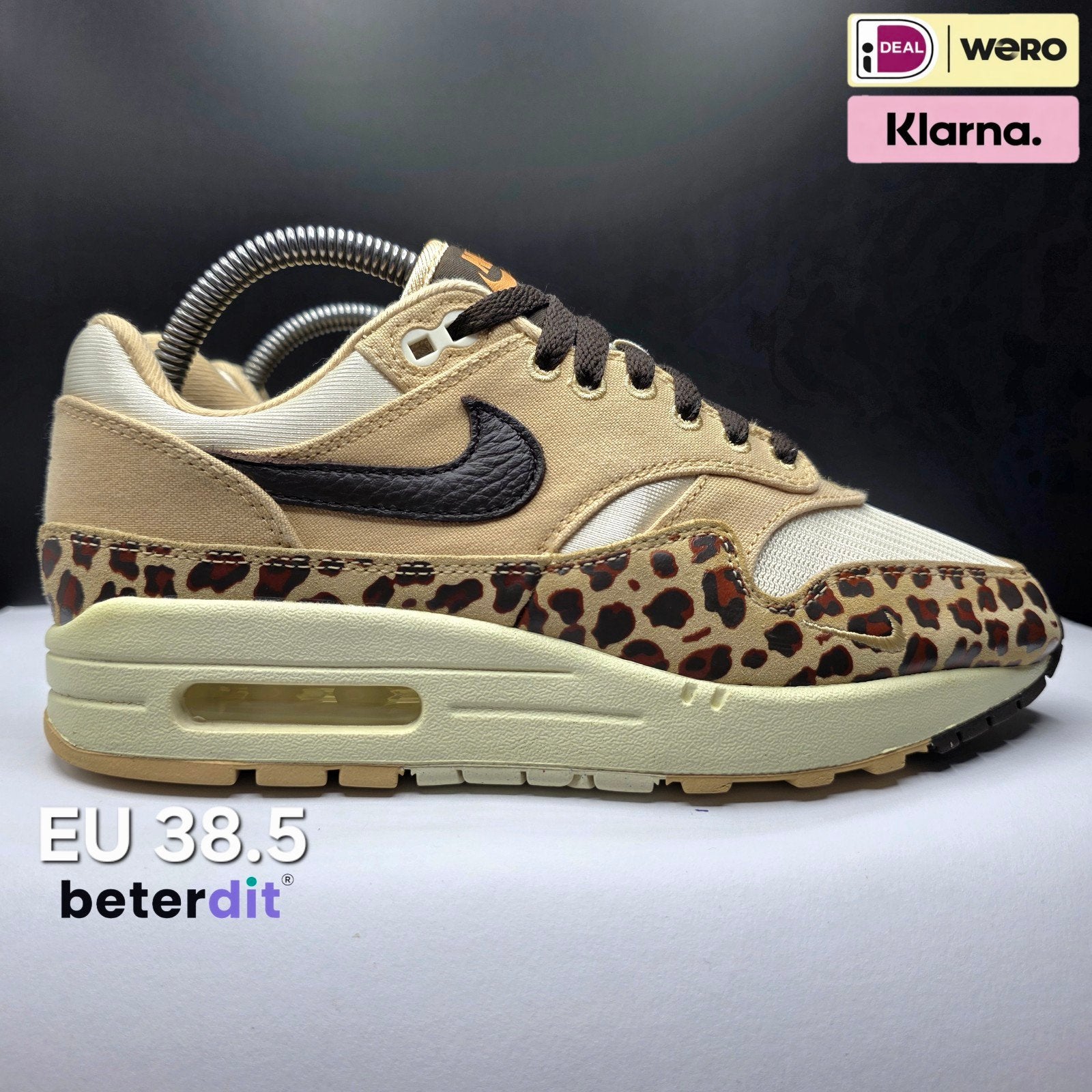 Nike Air Max 1 '87 'Sesame Leopard' Maat: 38.5, Beige, Beterdit, Ophalen of Verzenden, Nike air max