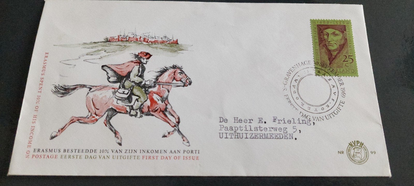 eerste dag envelop nederland e99 erasmus 1969, Ophalen, Beschreven, Nederland
