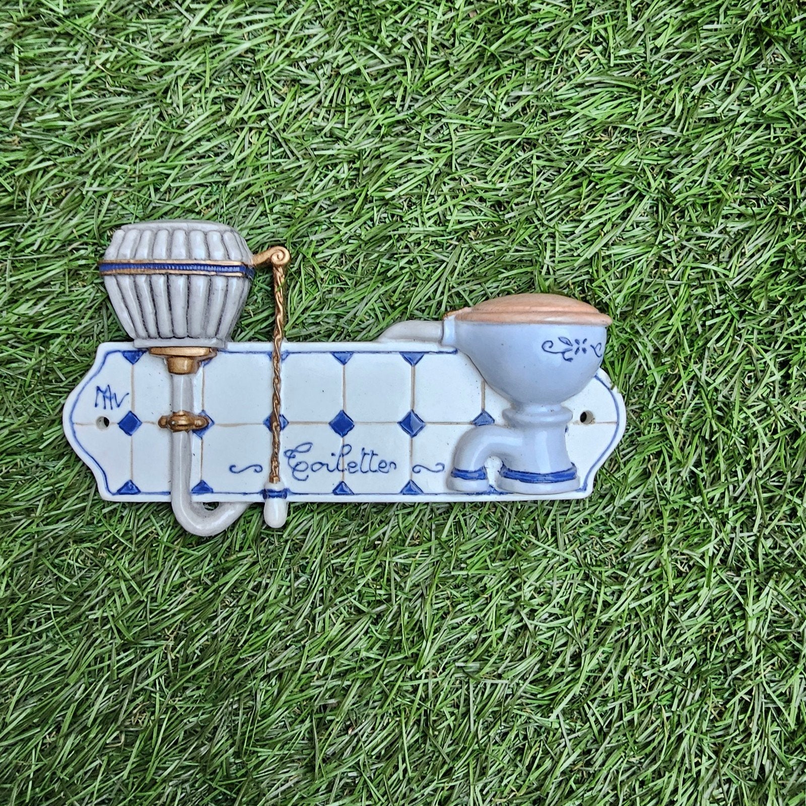 Vintage Keramische Toiletdeurplaat - "Toiletten", Antiek en Kunst, Ophalen of Verzenden