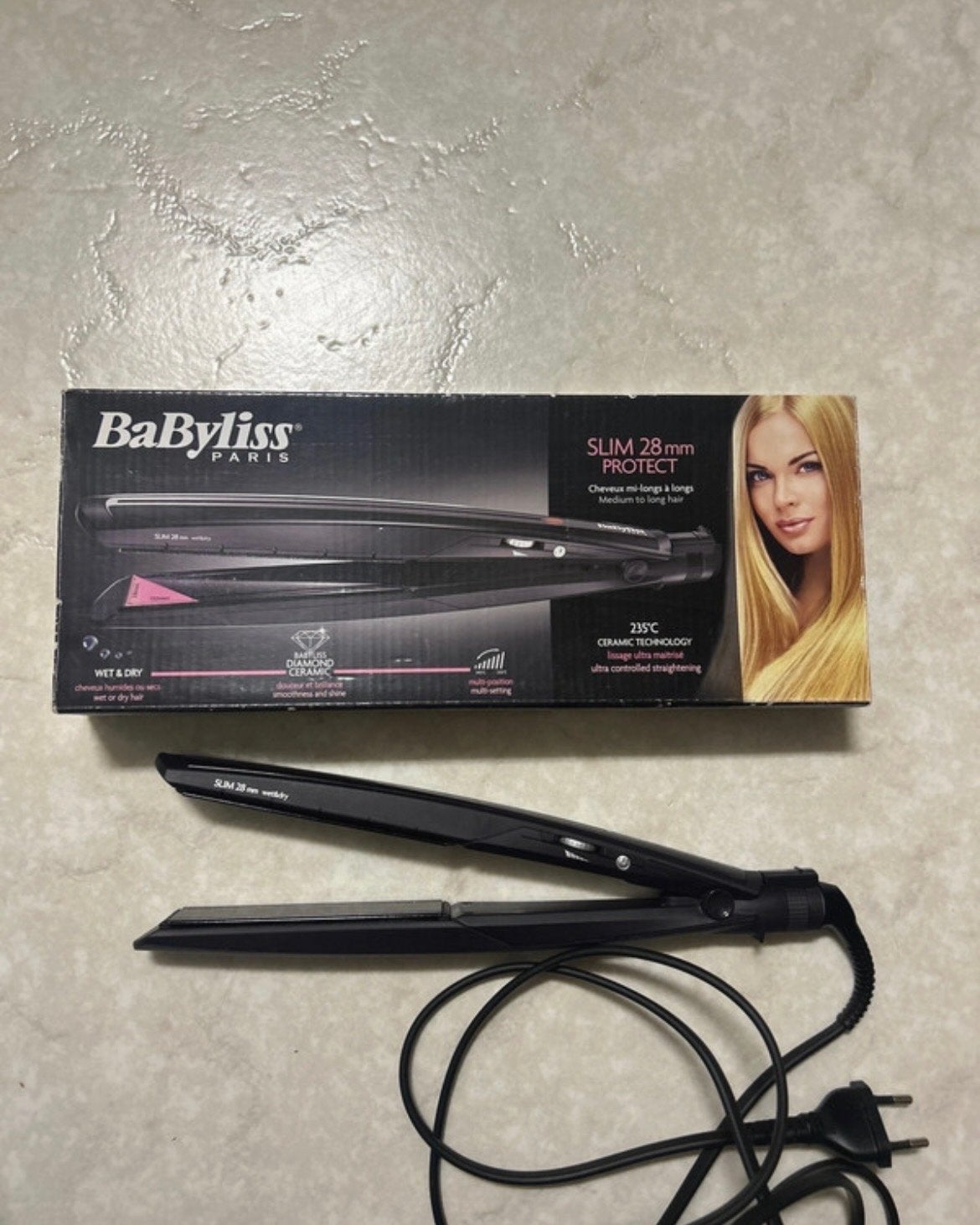 BaByliss Paris Slim 28mm Protect Stijltang Wet&Dry, Ophalen of Verzenden, Gebruikt, Krultang of Stijltang