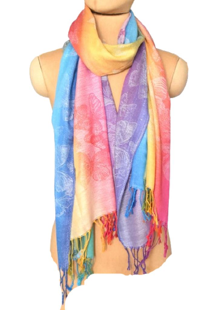 Nieuwe Pashmina shawl, sjaal, butterflies, multicolor, Kleding | Dames, Verzenden, Maat 46/48 (XL) of groter, Nieuw, Pashmina