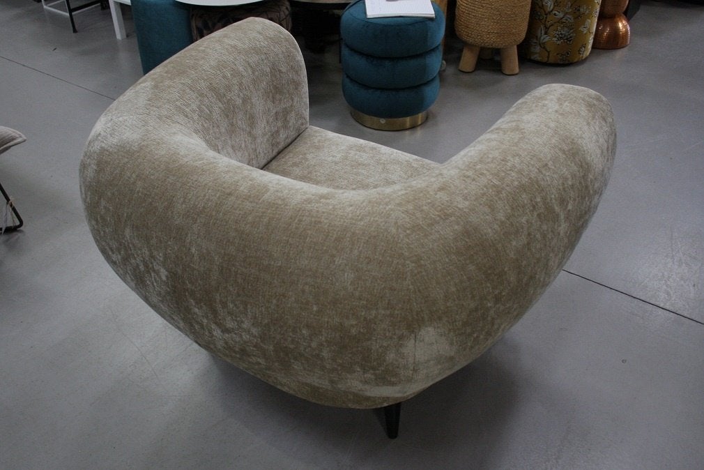 Royale ronde luxe fauteuil ELEFAN PTMD velours beige, Ophalen, 75 tot 100 cm, Zo goed als nieuw, 100 tot 125 cm