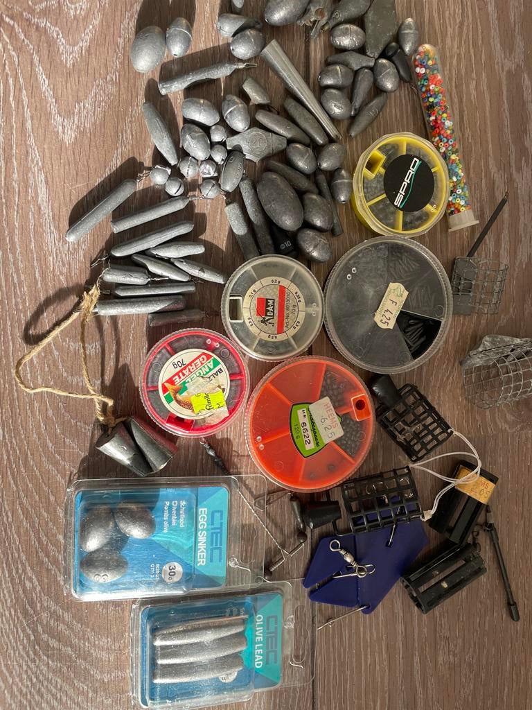 Partij vislood en voerkorven, Watersport en Boten, Ophalen, Gebruikt, Dobber of Lood