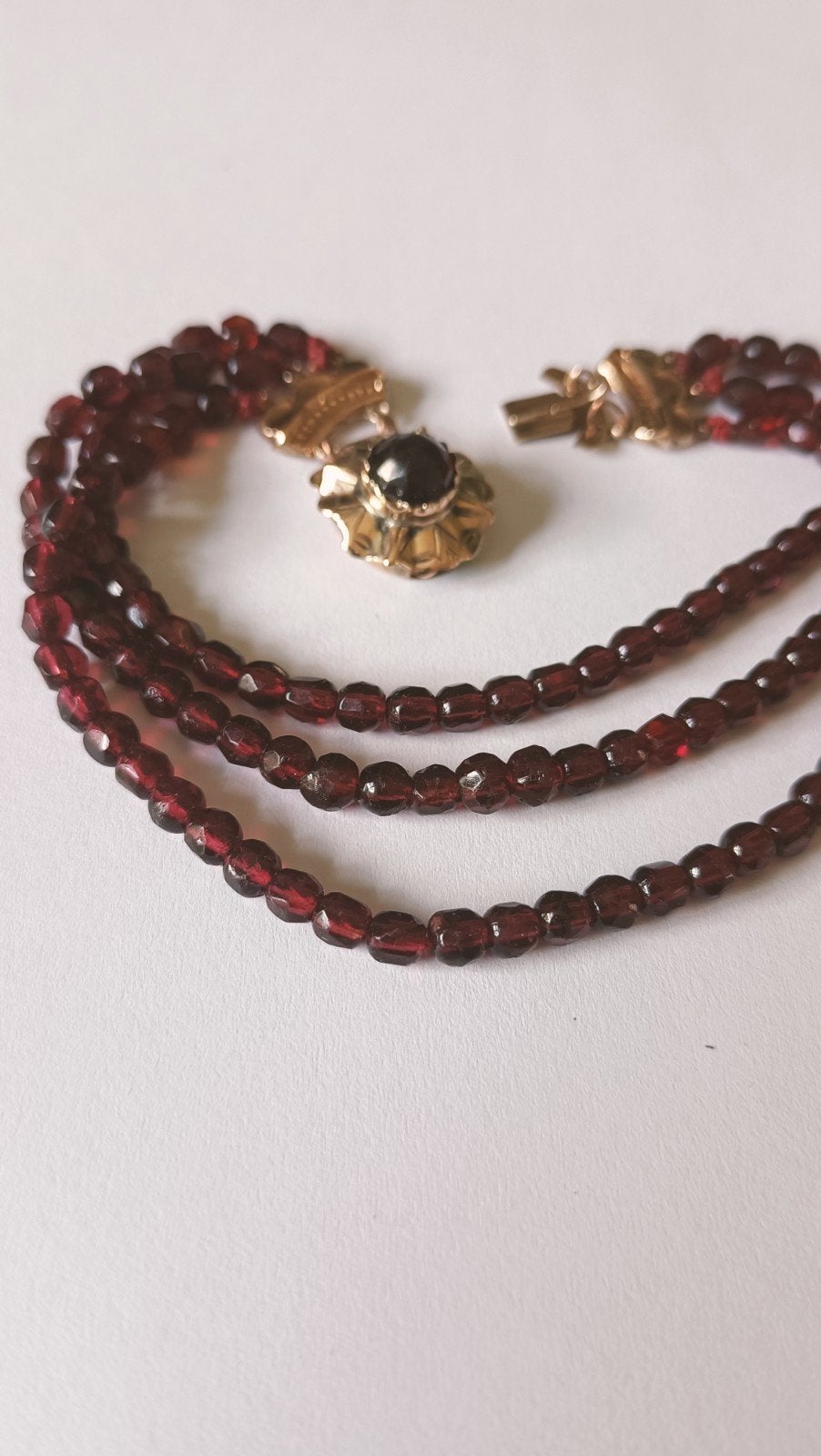 Oude/antieke armband Granaat met Gouden Slot, Sieraden, Tassen en Uiterlijk, Antieke sieraden, Verzenden, Goud, Armband, Met edelsteen