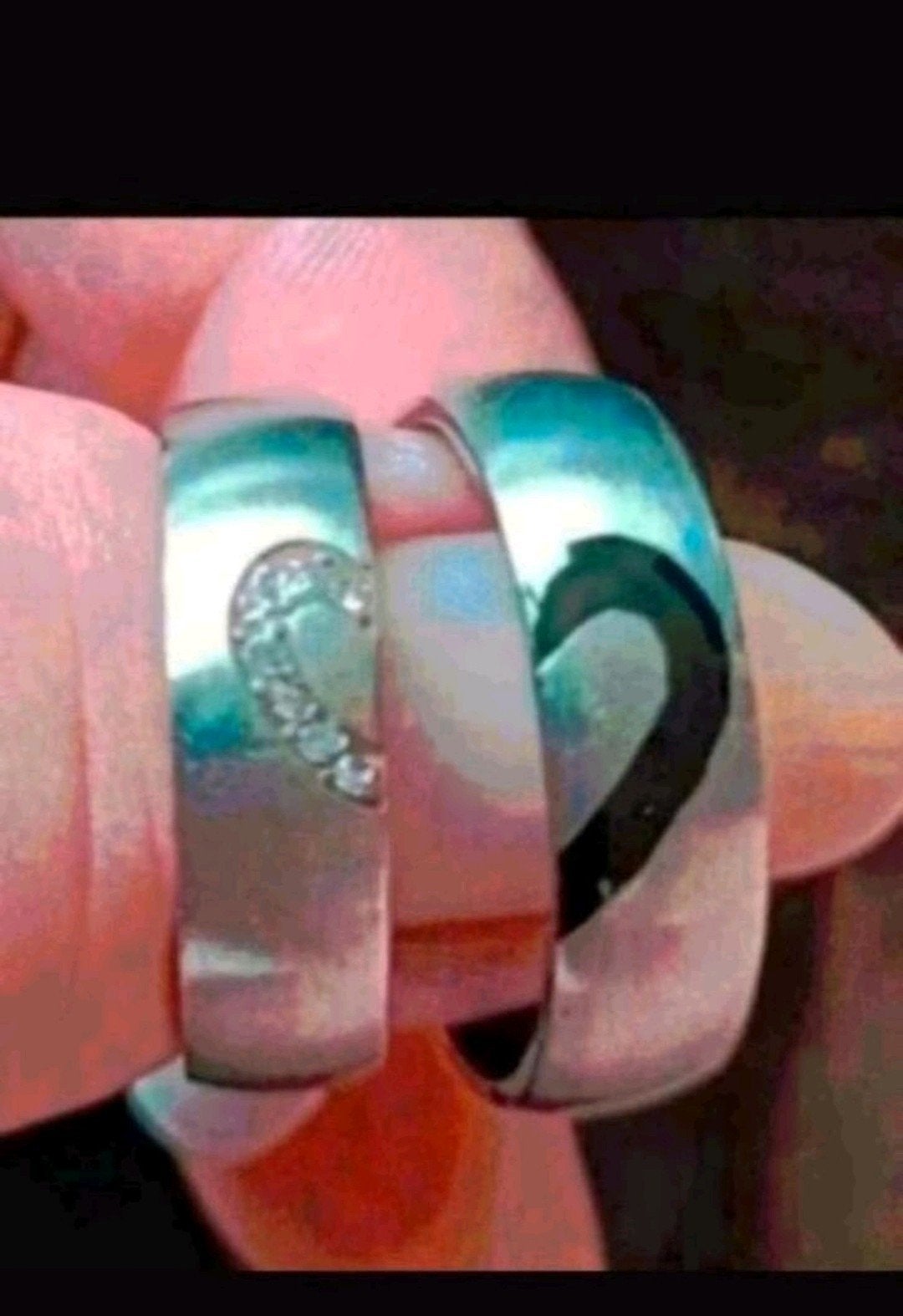 Ringen titanium half hart maat 18 en 19, Verzenden, Nieuw, Zilver