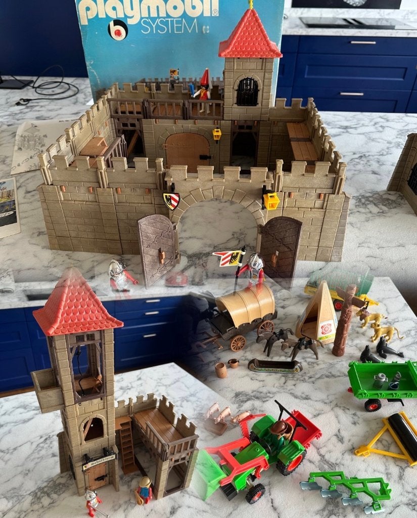 Vintage Playmobil kasteel 3446 + 3445 collectie, Kinderen en Baby's, Speelgoed | Playmobil, Ophalen, Gebruikt, Complete set