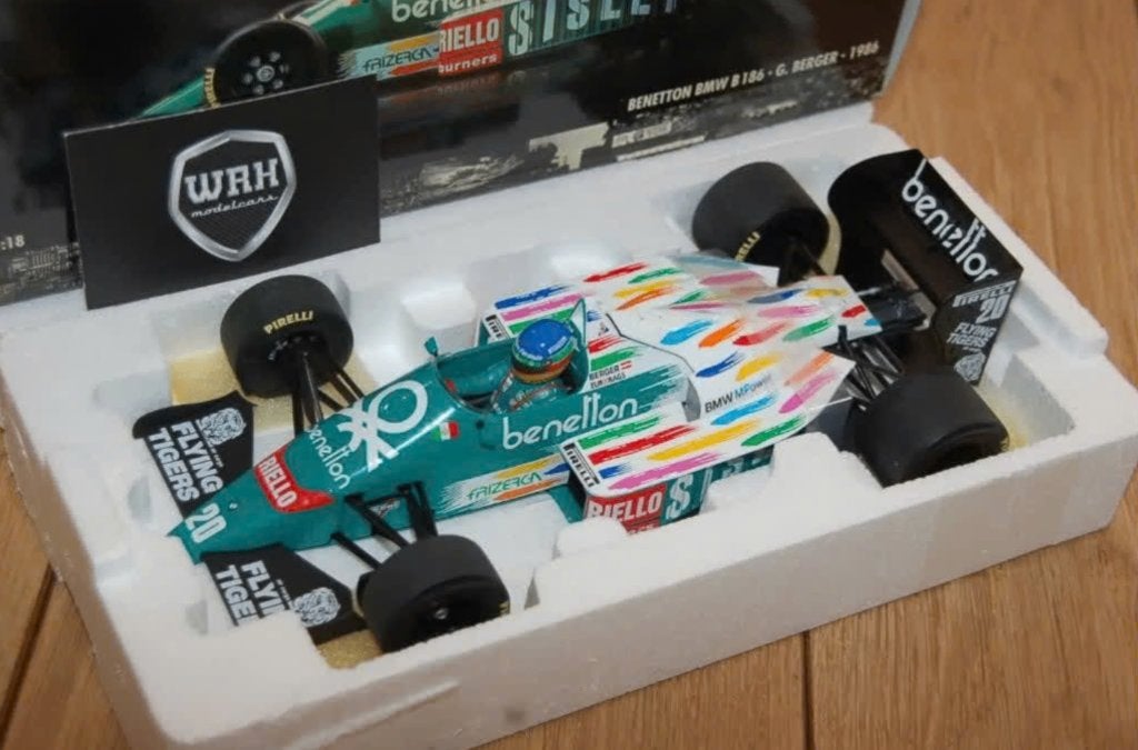 1:18 F1 BENETTON B186 GERHARD BERGER Minichamps in box WRH, Verzenden, Zo goed als nieuw, Auto, MiniChamps