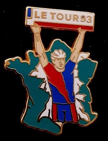 Le Tour 93 pin- groen-blauw-rood emaille, Verzenden, Nieuw, Sport, Speldje of Pin