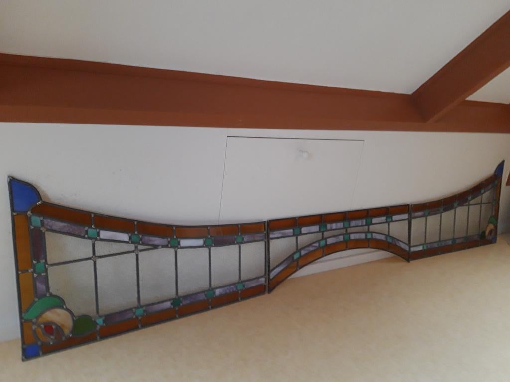Art Nouveau/ Jugendstil glas in lood voorzet ramen, Antiek en Kunst, Antiek | Glas en Kristal, Ophalen of Verzenden