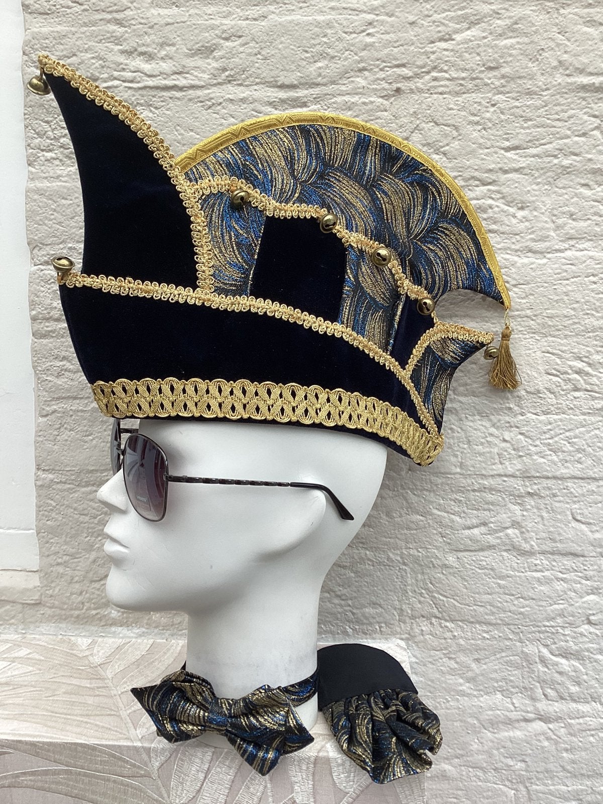 Prinsensteek , fluweel, donker blauw met goud maat 59, Kleding | Heren, Carnaval, Overige maten, Ophalen of Verzenden, Zo goed als nieuw