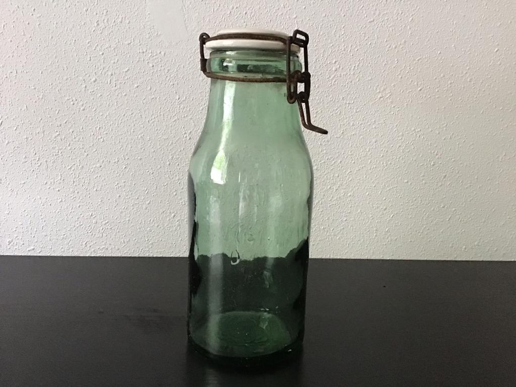 Brocante oude franse weckpot met porseleinen dop. L’ideale., Antiek en Kunst, Ophalen of Verzenden