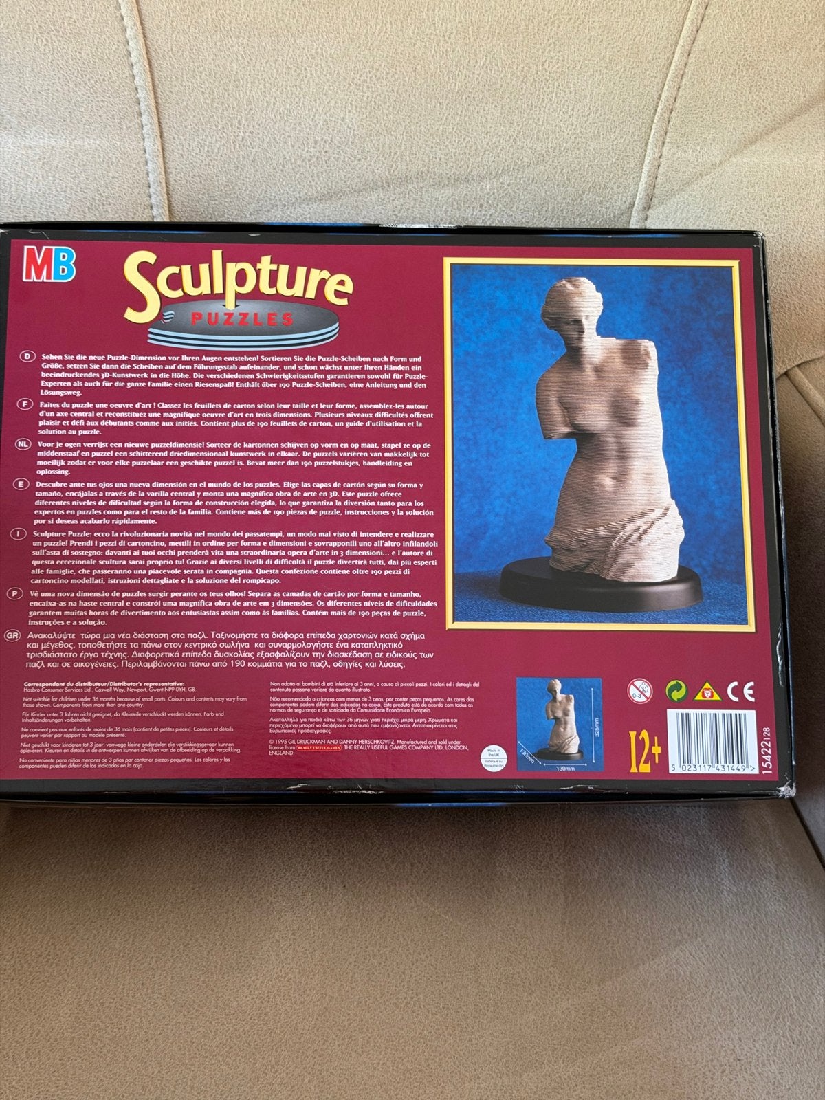 MB Sculpture Puzzles - Venus van Milo 3D Puzzel, Hobby en Vrije tijd, Ophalen of Verzenden, Minder dan 500 stukjes, Zo goed als nieuw