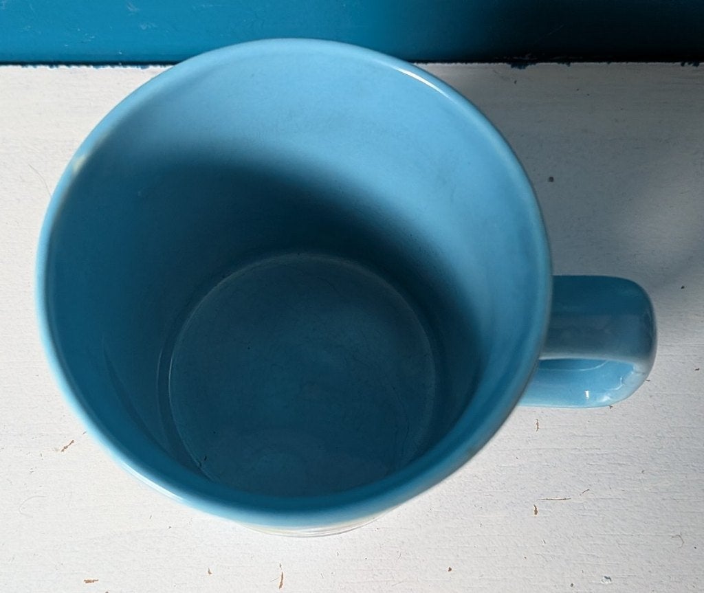 Blauwe vintage beker van Kilncraft met bloemen, Overige merken, Keramiek, Vintage, Zo goed als nieuw
