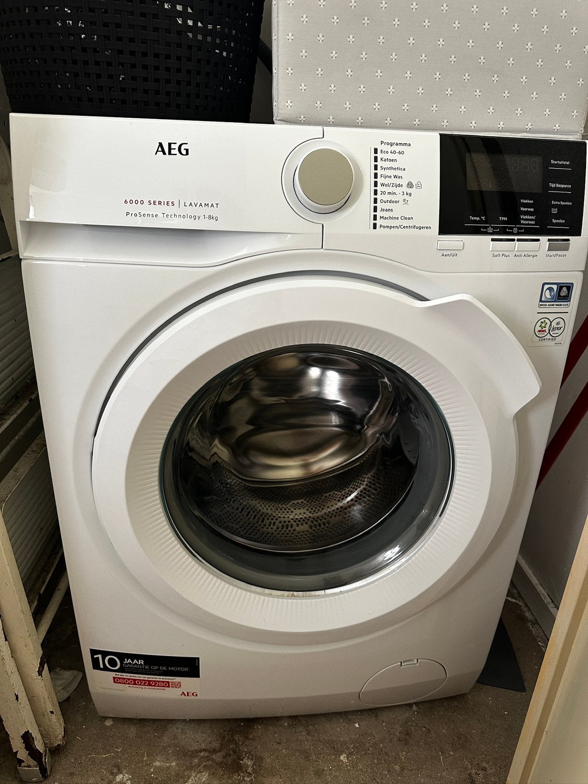 Wasmachine AEG 6000 serie Lavamat ProSense 8kg, Witgoed en Apparatuur, Ophalen, Zo goed als nieuw, Voorlader, Energieklasse A of zuiniger