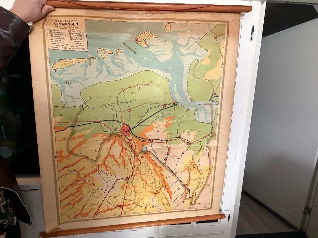 3 stuks Vintage schoolatlaskaarten., Boeken, Wolters-Noordhoff, Landkaart, 1800 tot 2000, Nederland