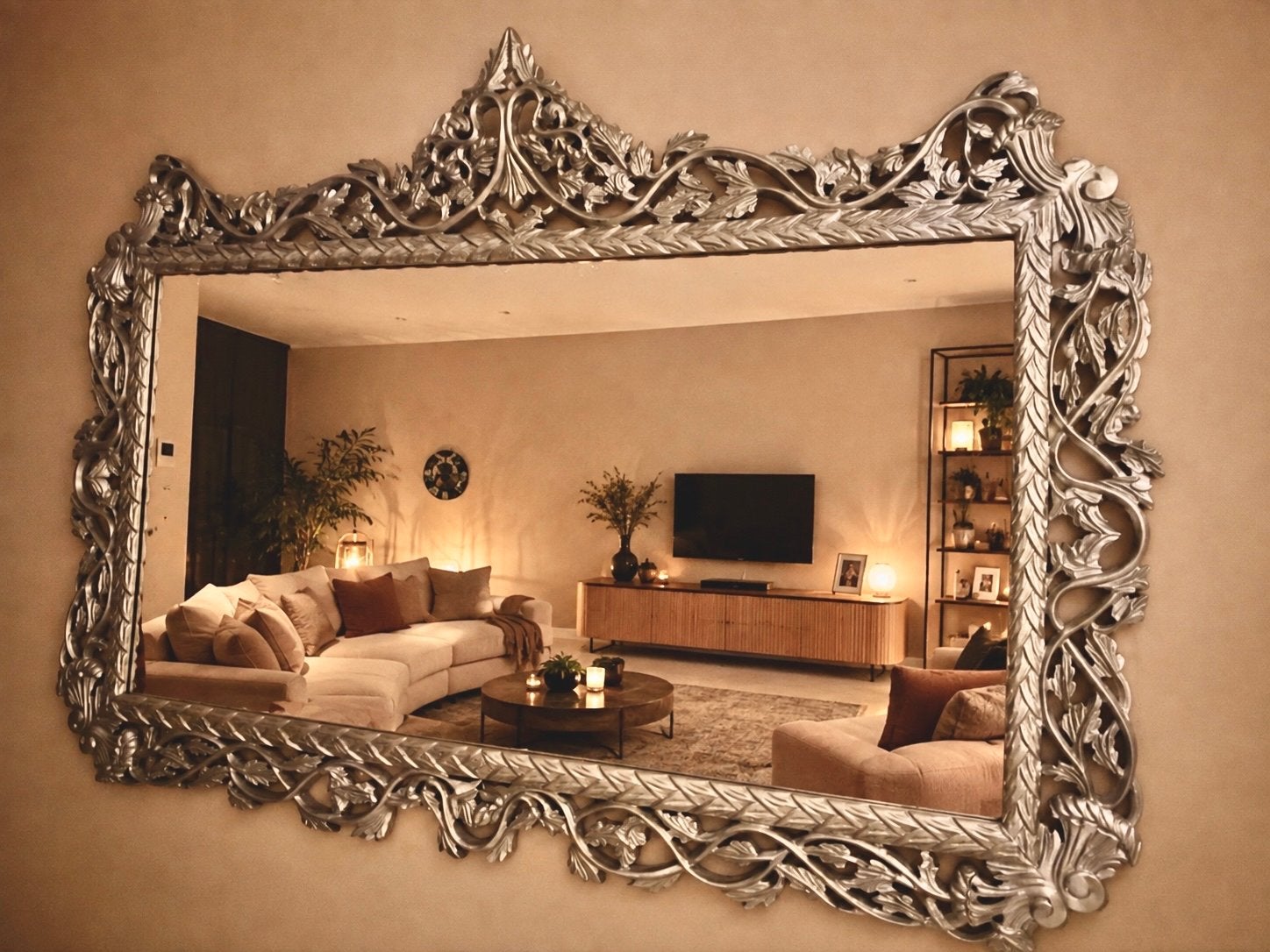 Mooie barok spiegel, zilverkleurig, Huis en Inrichting, Gebruikt, 100 tot 150 cm, Ophalen of Verzenden, 100 tot 125 cm