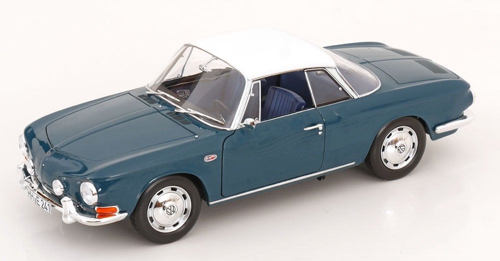 Volkswagen Karmann Ghia 1500 (Type 34) 1961 Blauw/Wit 1-18, Auto, Norev, Ophalen of Verzenden, Norev