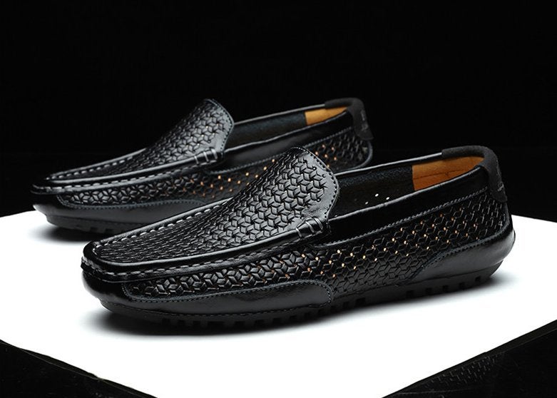 Zwarte ademende heren loafers leren instappers mannen nette, Verzenden, Nieuw, Zwart, Loafers